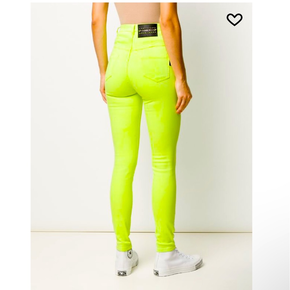 Philipp Plein yellow green skinny jeans